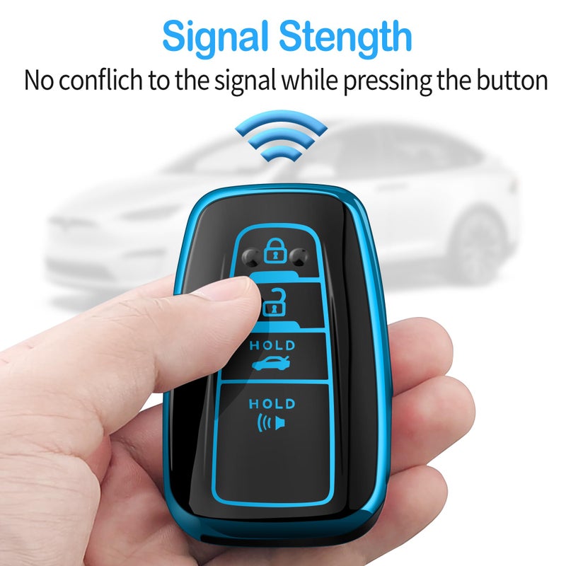 Autophone Compatible With Toyota Key Fob Cover with Keychain Soft TPU Key Shell Case,For 2019-2025 Rav4 2019-2024 Camry 4 Runner 2020-2022 Highlander Corolla Prius C-HR Avalon GT86(Blue) - Image 5